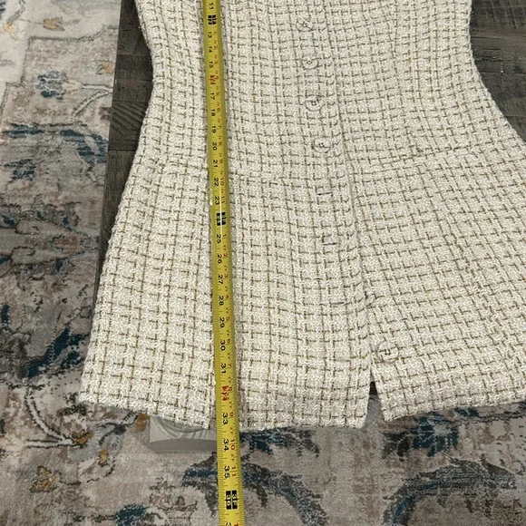 Reformation Jaine tweed gold and pearl tones Mini women Dress size 12